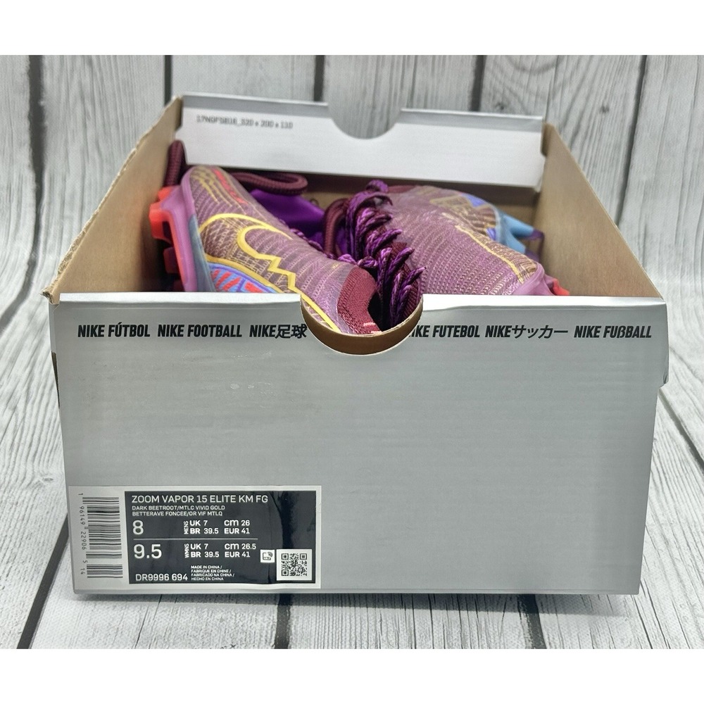 Nike Zoom Mercurial Vapor 15 Elite FG Mbappé Dark Beetroot Size 8 DJ4977‑605 - Picture 8 of 8